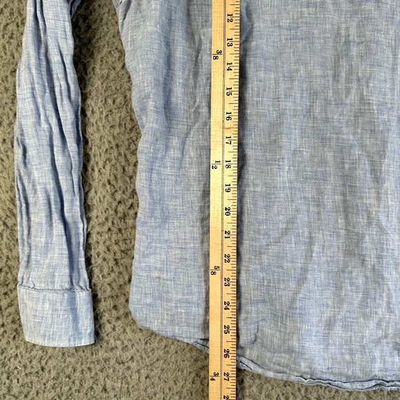 Reiss Shirt Men's XL Blue Button Up 100% Linen Regular Fit Casual Long Sleeve - Picture 11 of 13